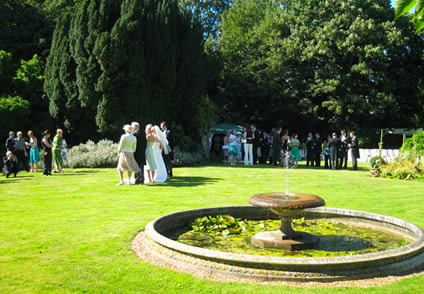 Guests on the lawn at Hartlip Place ceremony